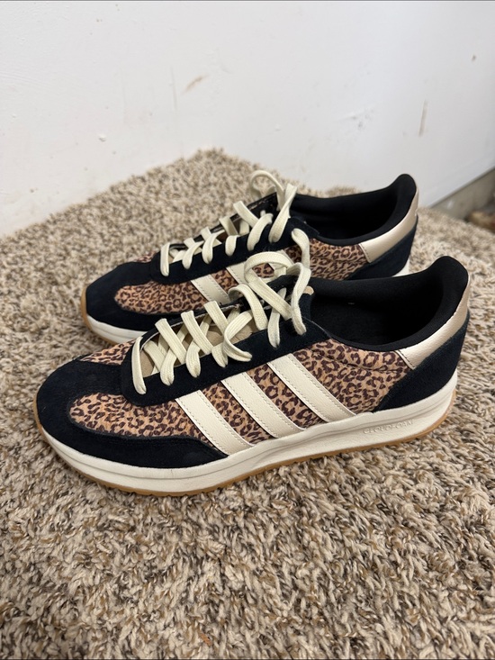 adidas Shoes - adidas Leopard-Pattern Low-Top Sneakers in Black, Tan & Cream